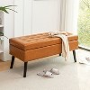 NicBex PU Leather Storage Ottoman Bench,Upholstered Storage Ottoman with Tufted Top and Wood Legs,Modern Storage Bench for Living Room,Bedroom,Brown - 2 of 4