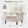 Beautyolove Beige Chenille Upholstered Wood Frame Accent Chair Armchair with Turned Legs and Tufted Rolled Armrests - 4 of 4