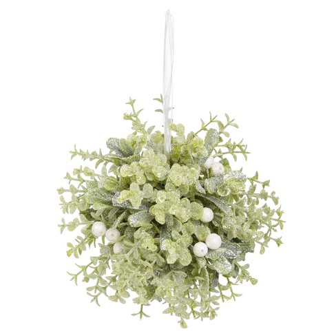 Transpac Artificial 6 in. Light Green Christmas Elegance Ball Ornaments - image 1 of 2