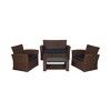 WestinTrends 4 Piece Conversation Outdoor Patio Sofa Set with Square Fire Pit Table - 3 of 4