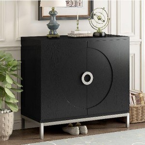 PAGED Modern Sideboard Buffet Cabinet with Storage, Wood Striped Buffet Cabinet, Kitchen Pantry Cabinet with Adjustable Shelves, Storage Cabinets - 1 of 4