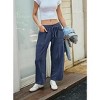 Womens Barrel Sweatpants High Waisted Wide Leg Pants Drawstring Athletic Baggy Pants Reverse Seam Barrel Pants with Pockets - 3 of 4
