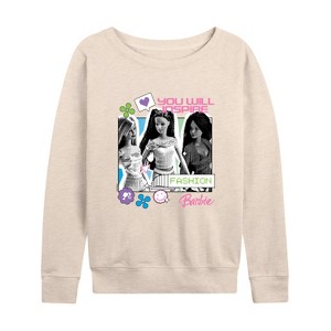 Women's - Barbie - And Friends Lightweight French Terry Wide Neck Long Sleeve Shirt - 1 of 4