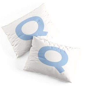 Deny Designs Standard April Lane Art Block Blue Monogram Q Microfiber Printed Pillow Sham - 1 of 3