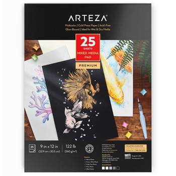 Arteza Gray Linen Hardcover Watercolor Paper Pad with Inner Pocket