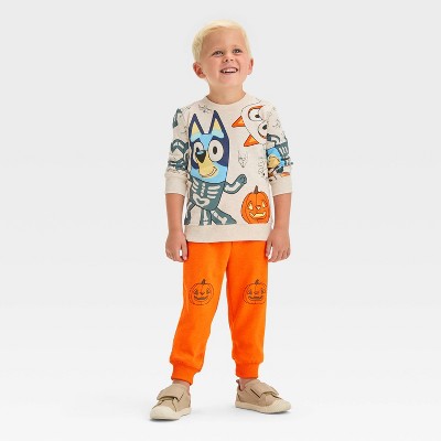 Toddler Boys' Bluey and Bingo Halloween Top and Bottom Set - Beige