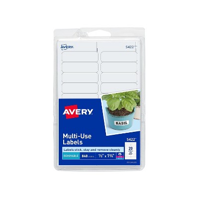 Avery Laser/Inkjet Multipurpose Labels 1/2" x 1 3/4" White 20/Sheet 689458
