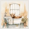 Kate & Laurel All Things Decor 30"x30" Sylvie Highland Cow Bathroom Watercolor Framed Canvas by The Creative Bunch Beaded White - 2 of 4