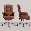 Executive Office Chair with Footrest and Lumbar Support, PU Leather Desk Chair, Ergonomic, Reclining and Swivel - 3 of 4