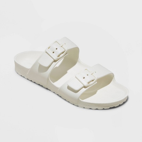 Men's Carson Two Band Slide Sandals - Goodfellow & Co™ Ecru 13 : Target