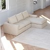 99-Inch Beige L-Shaped Modern Upholstered Sectional Sofa with Three pillows, Corduroy Sectional Sofa for Living Room and Bedroom - 2 of 4