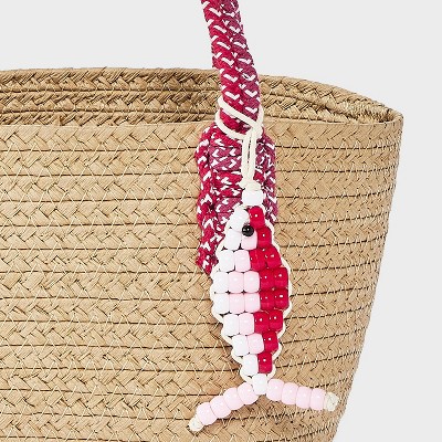 Universal Thread Straw Mini Tote Handbag with Fish Charm - Universal Thread™ Natural — фото 5