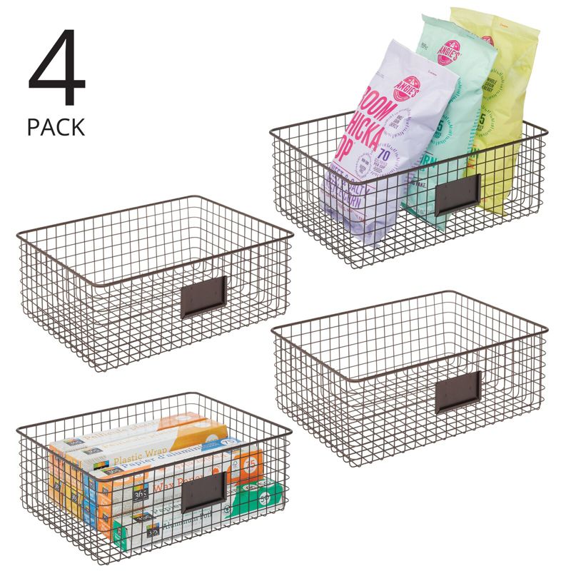 mDesign Wide Steel Kitchen Organizer Basket - Label Slot, 2 of 7
