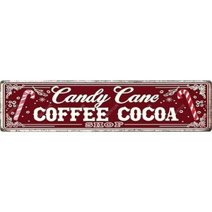 Lomsoe Christmas Metal Signs Candy Cane Coffee Cocoa Sign Vintage Tin Sign Christmas Aluminum Sign Art Decor for Home Office Bar Cafe 4¡Á16 Inches - 1 of 1