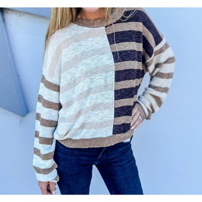 Women's Raise The Bar Striped Rib Knit Sweater - PROMESA