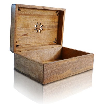 Mela Artisans Wood Keepsake Box With Hinged Lid, 10.5 X 7.5 X 4