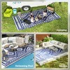 Reversible Outdoor Rug, Waterproof Plastic Straw with Carry Bag,9' x 18' Blue & White Square Patchwork - 4 of 4