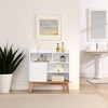 HDZNVF Storage Cabinet with Solid Wood Base and Feet, Oak Natural - 2 of 4