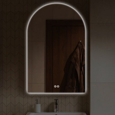 MAYEERTY Arched Aluminum Alloy Bathroom Mirror with Unframed Defogging Function for Bathroom Gold