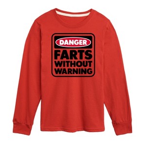 Boys' - Instant Message - Danger Farts Without Warning Long Sleeve Graphic T-Shirt - 1 of 4