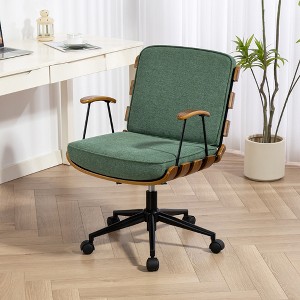 DYHOME Modern 360 Swivel Office Chair, Solid Wood Task Chair with Adjustable Height and Bent Wood - 1 of 4