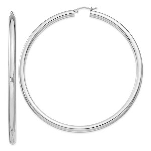 Black Bow Jewelry 4mm Sterling Silver, Extra Large Round Hoop Earrings, 80mm (3 1/8 In) - 1 of 4
