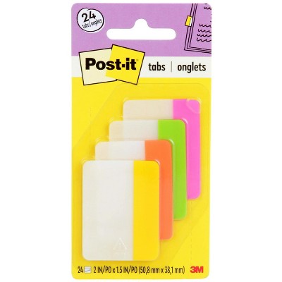 Bright Assorted Color Self-Adhesive Index Tabs, 2 x 1.5 Inch, 24 Pack