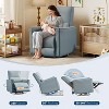 Swivel Rocking Nursery Recliner Chair Rocker Recliner Glider Deep Seat PU Leather Sofa Chair with high Backrest for Nursery,Living Room,Bedroom,Gray - 4 of 4