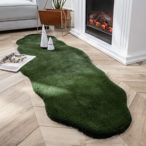 Home Mart Goods Sage Green Faux Rabbit Fur Fuzzy Soft Fluffy Plush Cozy Shaggy Area Rug - 1 of 4