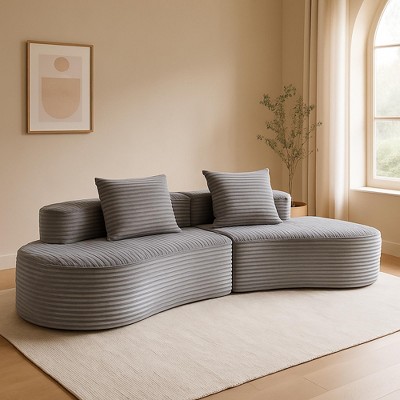 Grungis Comfy Corduroy Sofa Couch with 1 Seater,Modern Moon Bay Sofa with A Removable Pillow,Compressed Sofa for Living Room Furniture