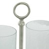 14" x 12" Hurricane Aluminum/Glass Textured Candle Holder Silver - Olivia & May: Dual Pillar, Elegant Tabletop Display - 4 of 4