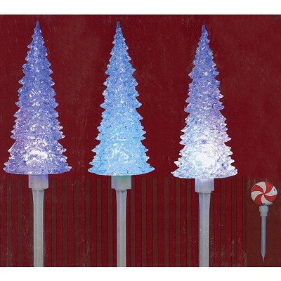 J. Hofert Co 3pc LED Lighted Color Changing and Musical Outdoor Christmas Tree Lawn Stake 8.5"