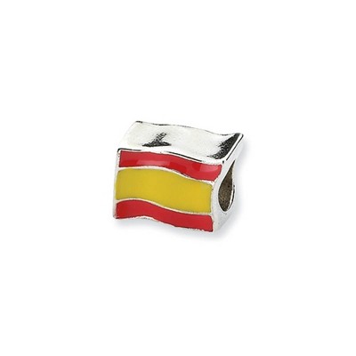 Black Bow Jewelry Sterling Silver Spanish Flag Bead Charm