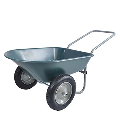Two Wheeled Trolley, 5 Cubic Feet Tray 300 Lbs Load Capacity Utility Cart with 2 Large Wheels, Heavy Duty Garden Cart for Outdoor Lawn Yard Farm Ranch