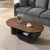 47.24" Metal and MDF Oval Coffee Table with Storage Drawer, Space-Saving Design, and Adjustable Feet - 3 of 4