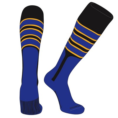 PEAR SOX OTC Baseball Softball Stirrup Socks (C, 9in) Black, Gold, Royal, Royal