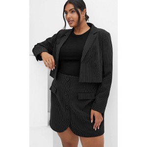 Women's Plus Size Payton Pinstripe Jacket - black | CITY CHIC - 1 of 4