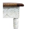 Moti Bay Solid Wood Hand Carved End Table with Brown Top and Ivory Base - 4 of 4