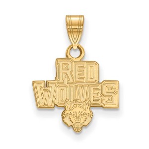 Black Bow Jewelry 14k Yellow Gold Plated Sterling Silver Arkansas State Red Wolves NCAA Small Pendant - 1 of 3