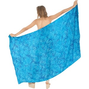 LA LEELA Women's Summer Sarong Bikini Wraps Cover up Skirt Wrap Bathing suit Swimwear Swimsuit Beach Coverup for Women One Size Blue, Floral - 1 of 4