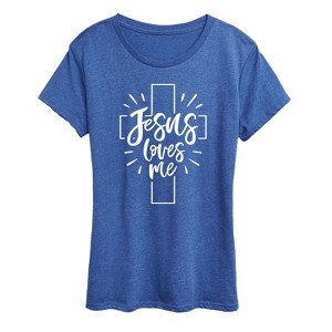 Women's - Instant Message - Jesus Loves Me Short Sleeve Graphic T-Shirt - 1 of 4