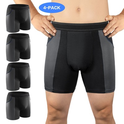 CARER 4pk Washable Incontinence Underwear for Men Urinary Bladder Leak-proof Incontinence Boxer Reuable - Mild Absorbency