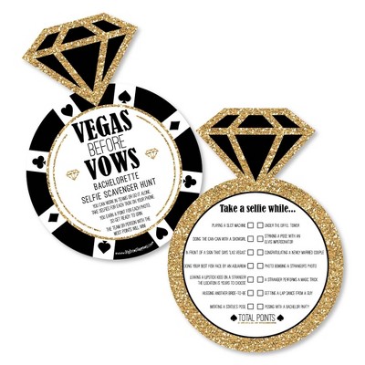 Big Dot of Happiness Vegas Before Vows - Selfie Scavenger Hunt - Las Vegas Bridal Shower or Bachelorette Party Game - Set of 12