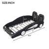 BABYYER Twin Size Race Car-Shaped Platform Bed, Upholstered Twin Bed Frame with Guardrail for Kids Boys Girls - 3 of 4