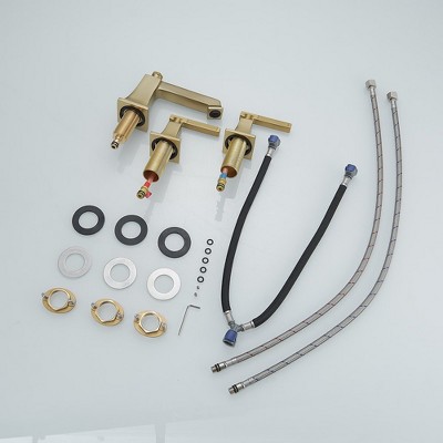 Brushed Gold 2-Handle Widespread Bathroom Faucet with Drain Assembly