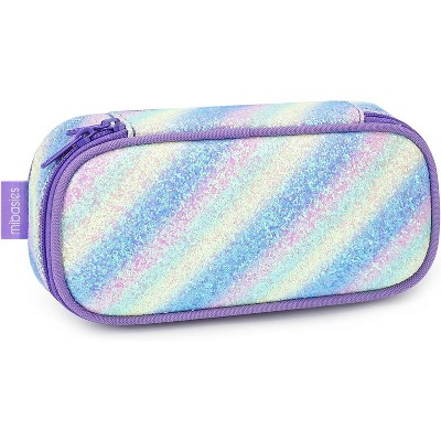 Fmeida Girls Pencil Case for Kids, Multi-Slot Pencil Pouch, Pink Blue Rainbow