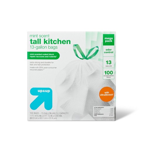 Ultrastretch Tall Kitchen Drawstring Trash Bags - Mint Scent - 13