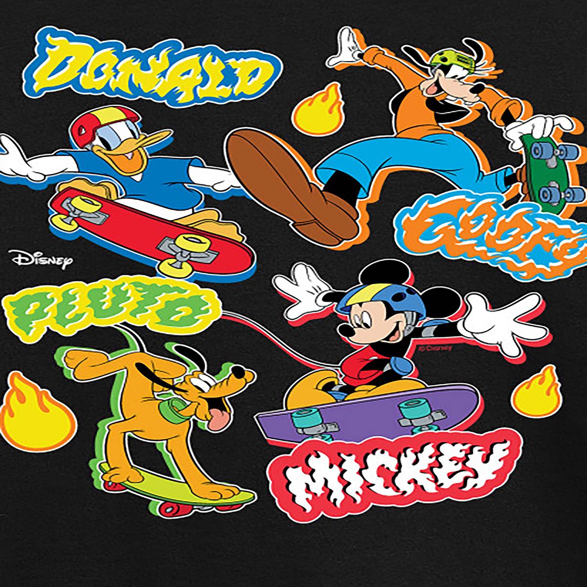 Boys' - Disney - Mickey Goofy Pluto Donald Skate Crew Long Sleeve Graphic T-Shirt - thumbnail 7