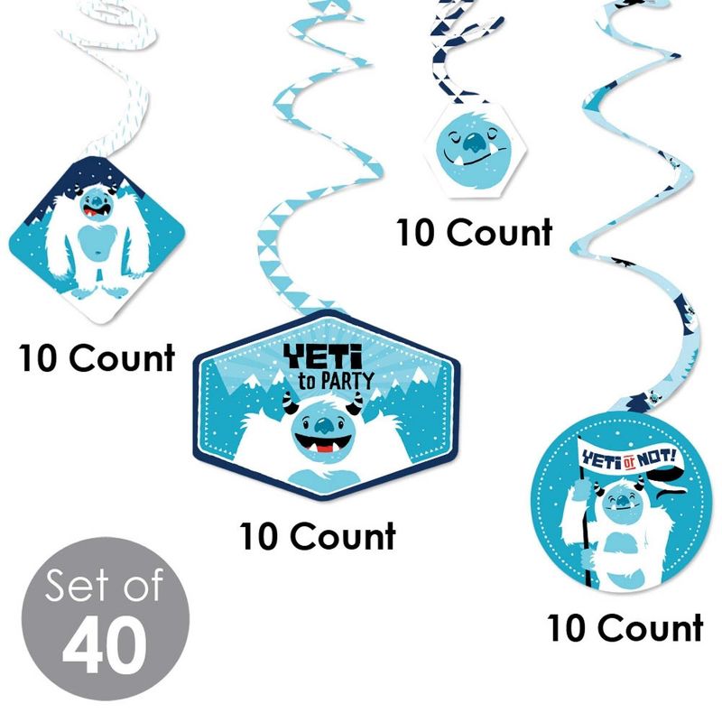 Big Dot of Happiness Yeti to Party - Abominable Snowman Party or Birthday Party Hanging Decor - Party Decoration Swirls - Set of 40, 5 of 9
