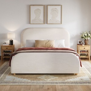 Christopher Knight Home Olga Modern Linen Upholstered Bed Frame with Curved Headboard - 1 of 4
